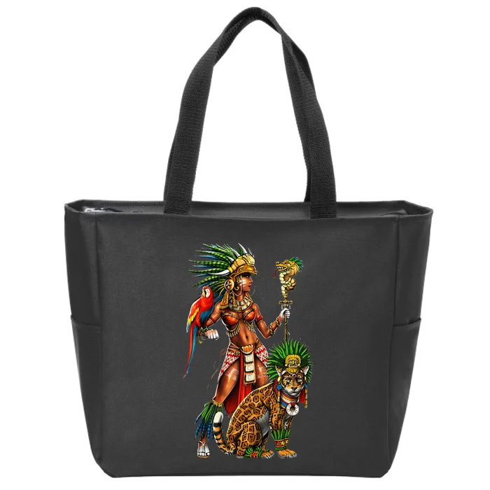 Aztec Jaguar Warrior Ancient Mayan Goddess Zip Tote Bag