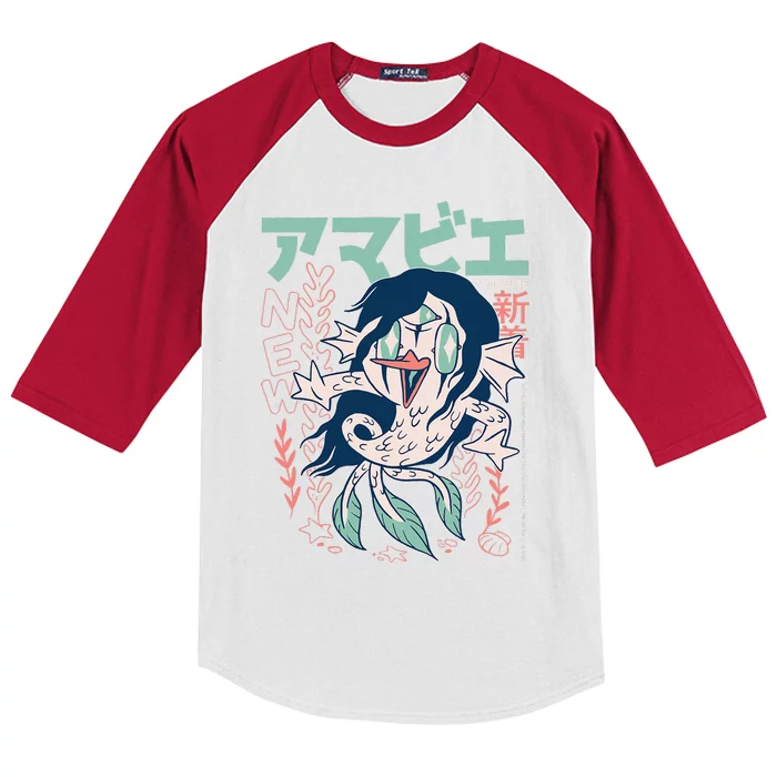 Amabie Japanese Yokai Kids Colorblock Raglan Jersey