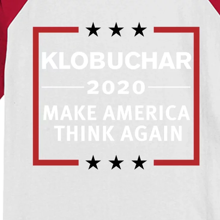 Amy Klobuchar 2020 Make America Think Again Democratic Meaningful Gift Kids Colorblock Raglan Jersey