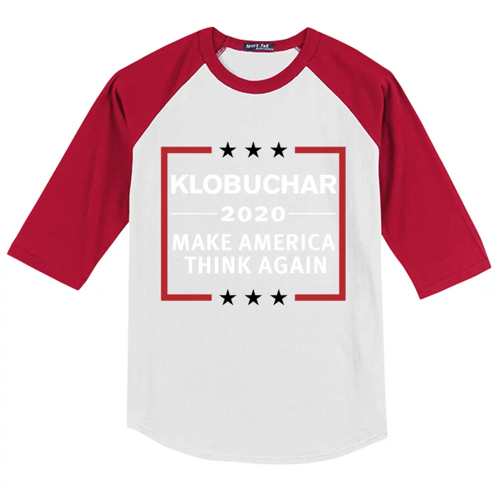 Amy Klobuchar 2020 Make America Think Again Democratic Meaningful Gift Kids Colorblock Raglan Jersey