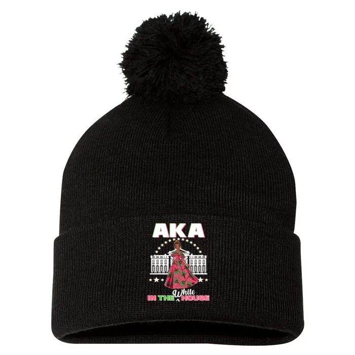 AKA In The White House Kamala Harris AKA Sorority Pride Pom Pom 12in Knit Beanie