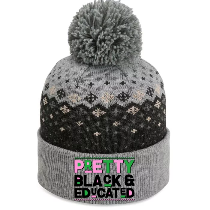 AKA Sorority Pretty Black And Educated The Baniff Cuffed Pom Beanie