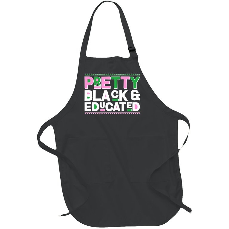 AKA Sorority Pretty Black And Educated Full-Length Apron With Pockets