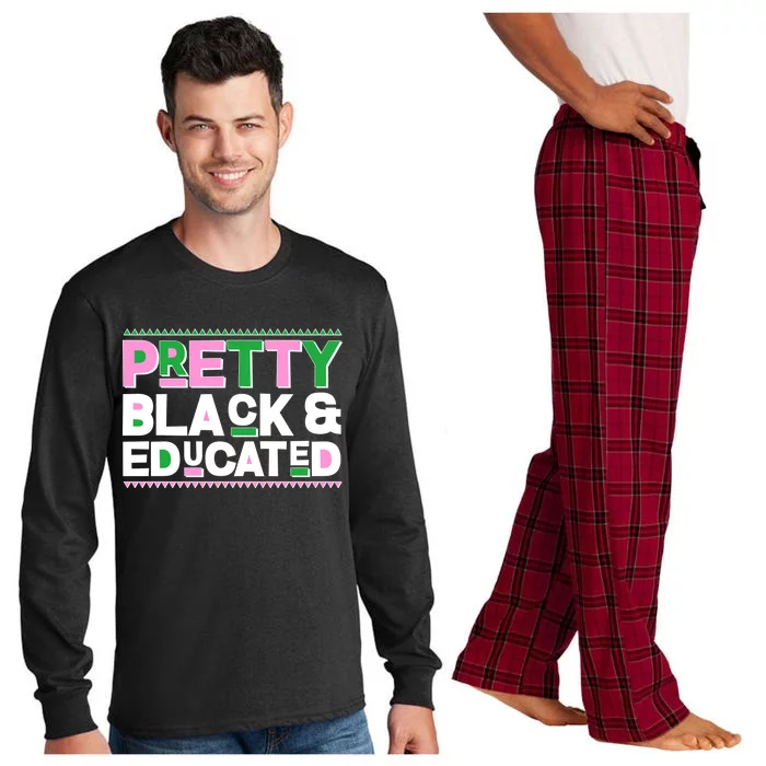 AKA Sorority Pretty Black And Educated Long Sleeve Pajama Set