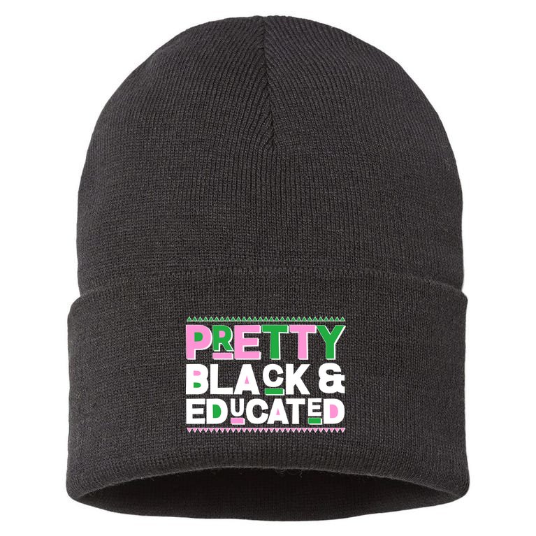 AKA Sorority Pretty Black And Educated Sustainable Knit Beanie