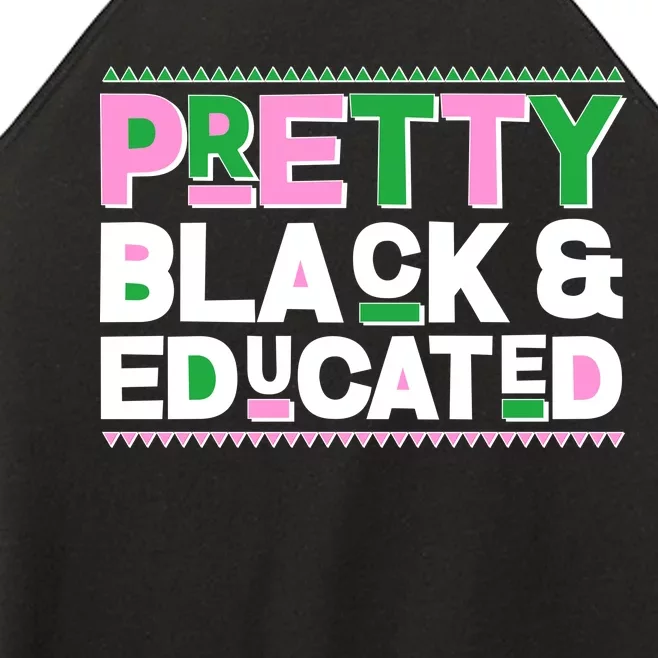 AKA Sorority Pretty Black And Educated Women’s Perfect Tri Rocker Tank