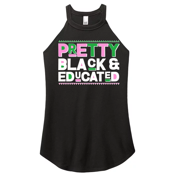 AKA Sorority Pretty Black And Educated Women’s Perfect Tri Rocker Tank