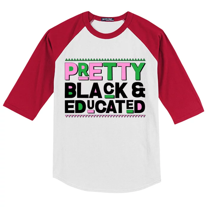 AKA Sorority Pretty Black And Educated Kids Colorblock Raglan Jersey