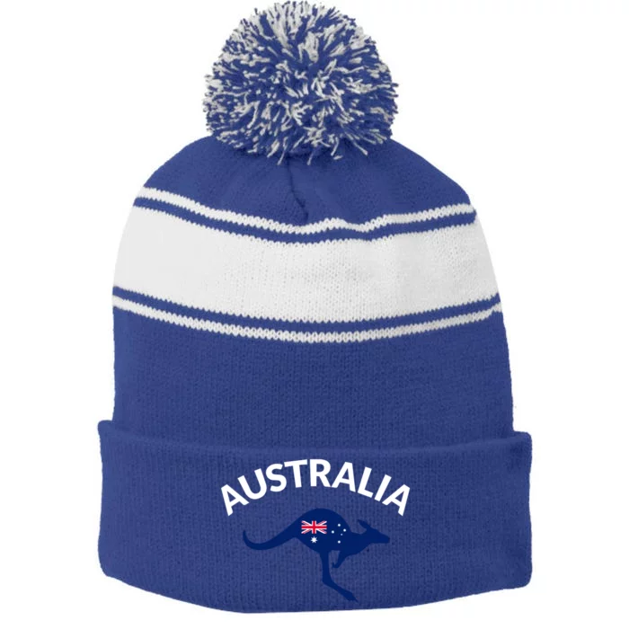 Australian Kangaroo Australia Flag Souvenir Gift Stripe Pom Pom Beanie