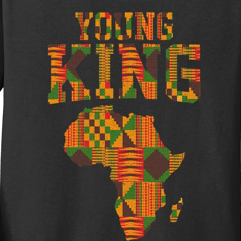 African King Art For Kente Cloth African Print Kids Long Sleeve Shirt