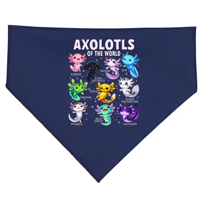 Axolotl Kawaii Axolotls Of The World Axolotl Animals USA-Made Doggie Bandana