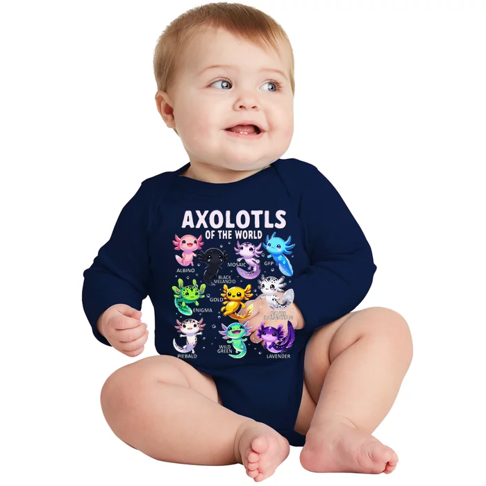 Axolotl Kawaii Axolotls Of The World Axolotl Animals Baby Long Sleeve Bodysuit