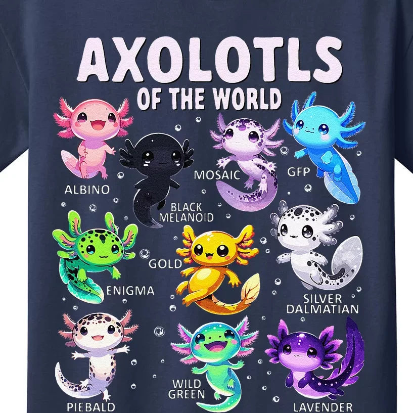 Axolotl Kawaii Axolotls Of The World Axolotl Animals Kids T-Shirt