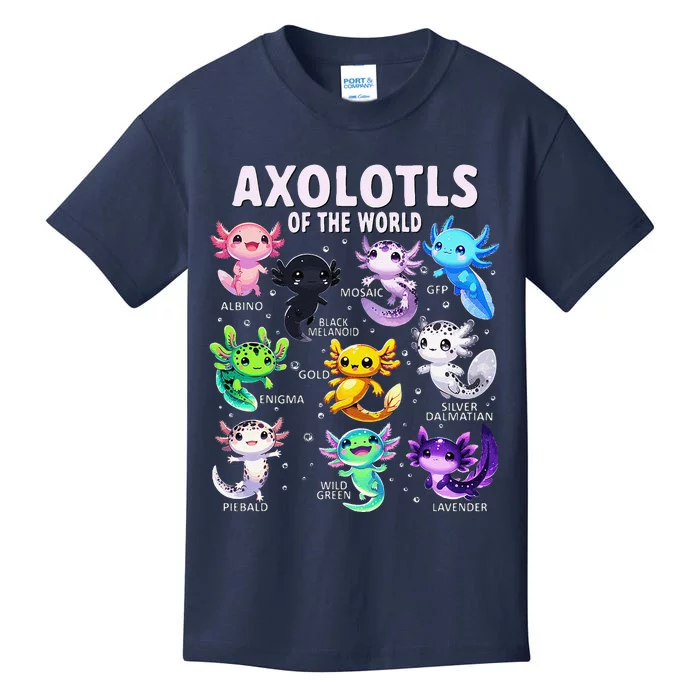 Axolotl Kawaii Axolotls Of The World Axolotl Animals Kids T-Shirt