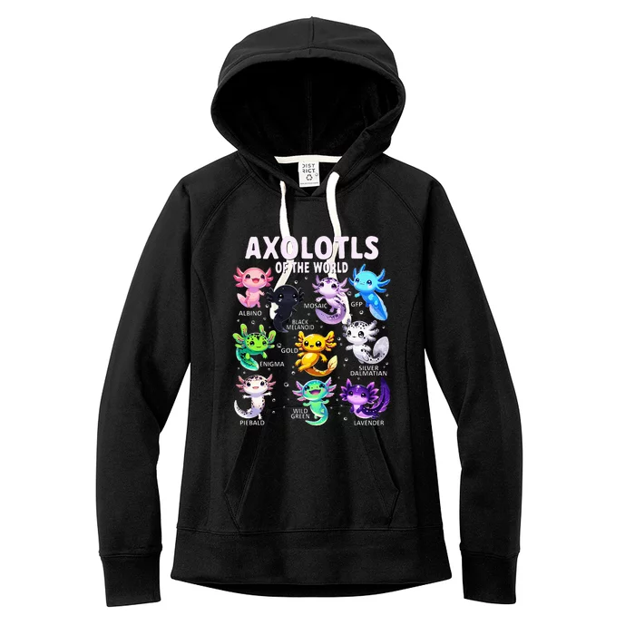 Axolotl Kawaii Axolotls Of The World Axolotl Animals Women's Fleece Hoodie