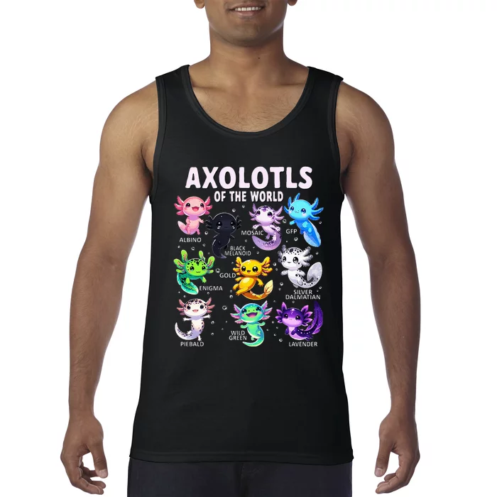 Axolotl Kawaii Axolotls Of The World Axolotl Animals Tank Top