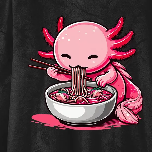 Anime Kawaii Axolotl Eating Ramen Noodles Hooded Wearable Blanket