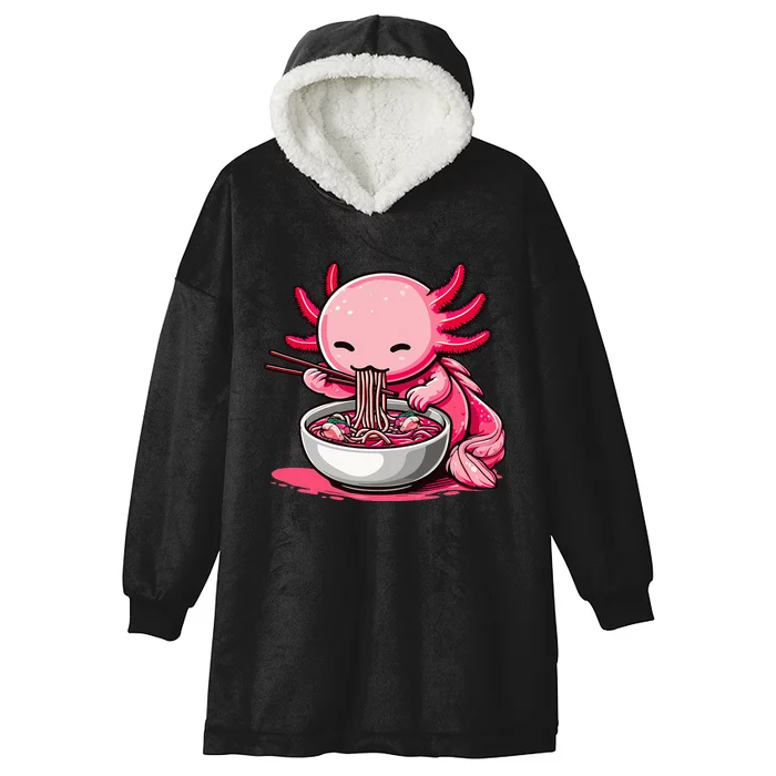 Anime Kawaii Axolotl Eating Ramen Noodles Hooded Wearable Blanket