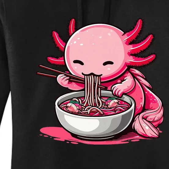 Anime Kawaii Axolotl Eating Ramen Noodles Women's Pullover Hoodie