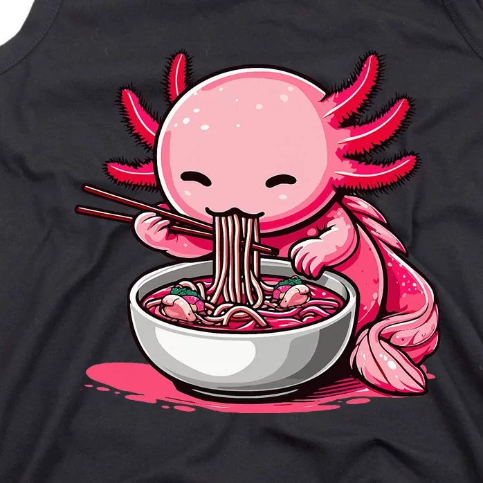 Anime Kawaii Axolotl Eating Ramen Noodles Tank Top