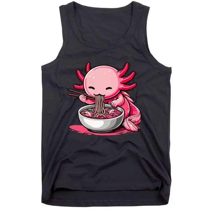 Anime Kawaii Axolotl Eating Ramen Noodles Tank Top