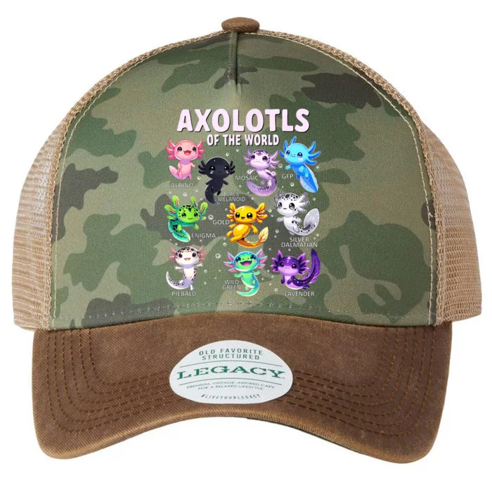 Axolotl Kawaii Axolotls Of The World Axolotl Animals Legacy Tie Dye Trucker Hat