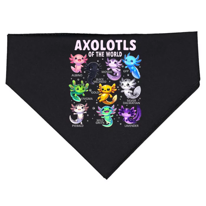 Axolotl Kawaii Axolotls Of The World Axolotl Animals USA-Made Doggie Bandana