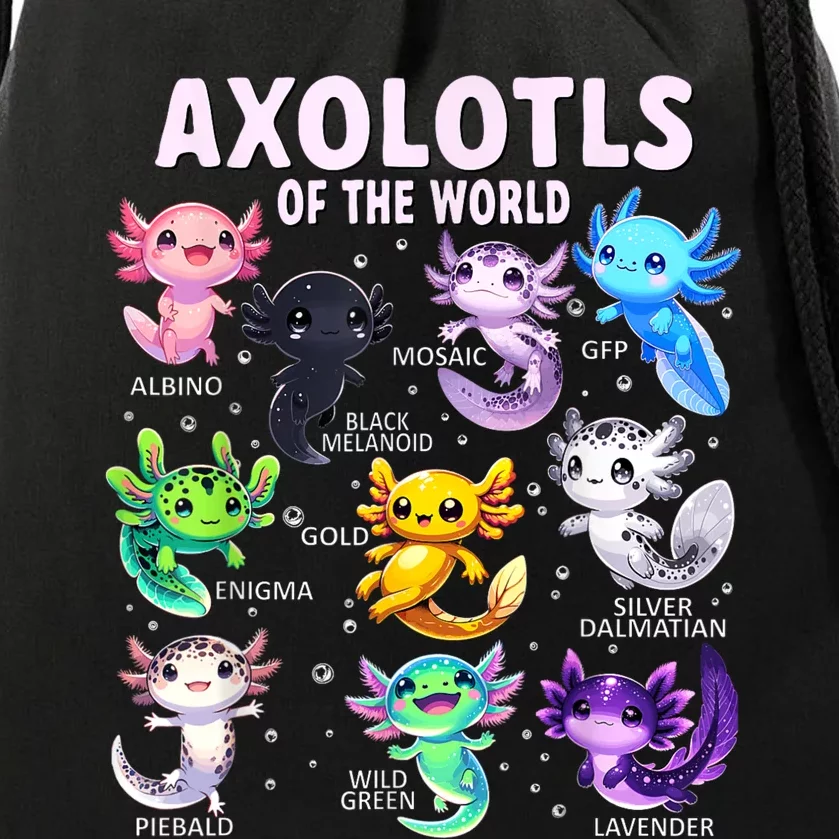 Axolotl Kawaii Axolotls Of The World Axolotl Animals Drawstring Bag