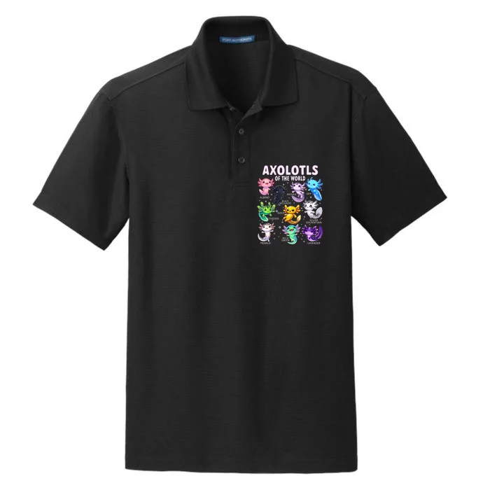 Axolotl Kawaii Axolotls Of The World Axolotl Animals Dry Zone Grid Performance Polo