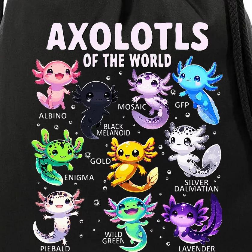 Axolotl Kawaii Axolotls Of The World Axolotl Animals Drawstring Bag