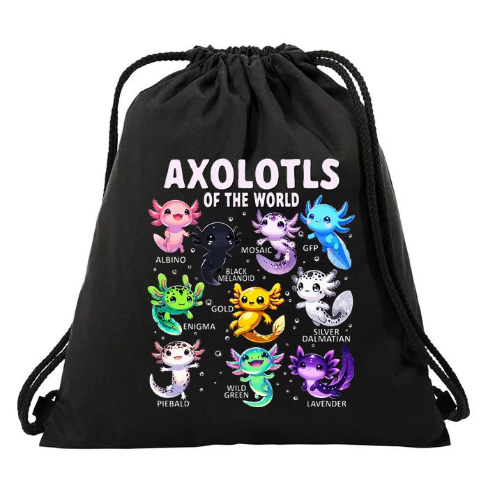 Axolotl Kawaii Axolotls Of The World Axolotl Animals Drawstring Bag