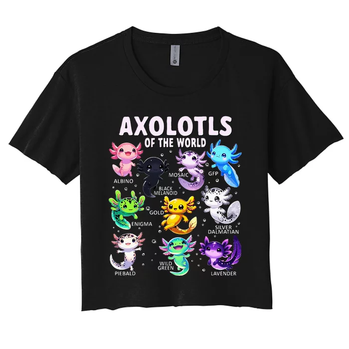 Axolotl Kawaii Axolotls Of The World Axolotl Animals Women's Crop Top Tee