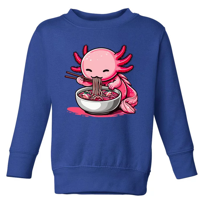 Anime Kawaii Axolotl Eating Ra Noodles Toddler Sweatshirt