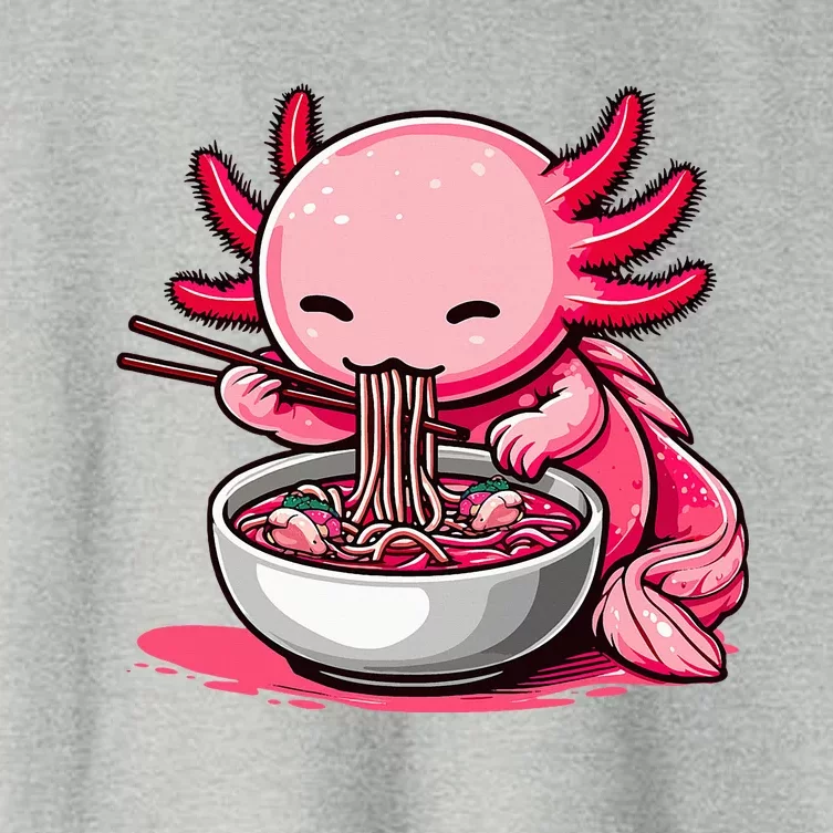 Anime Kawaii Axolotl Eating Ra Noodles Women's Crop Top Tee