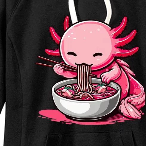 Anime Kawaii Axolotl Eating Ra Noodles Women's Fleece Hoodie