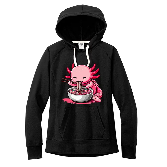 Anime Kawaii Axolotl Eating Ra Noodles Women's Fleece Hoodie