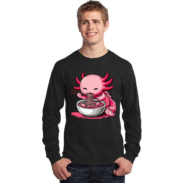 Anime Kawaii Axolotl Eating Ra Noodles Tall Long Sleeve T-Shirt