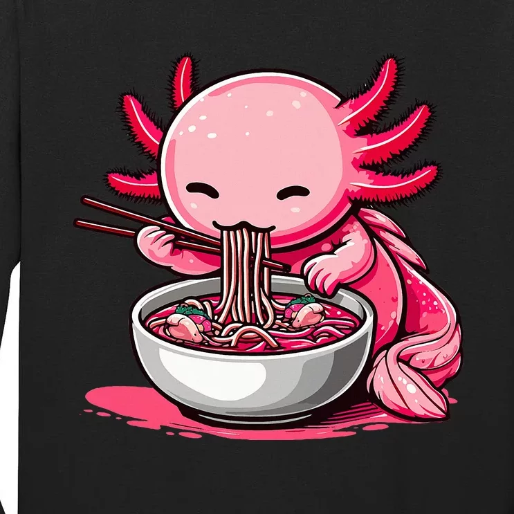 Anime Kawaii Axolotl Eating Ra Noodles Tall Long Sleeve T-Shirt