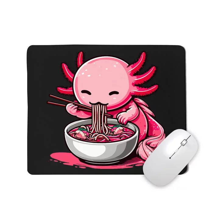 Anime Kawaii Axolotl Eating Ra Noodles Mousepad