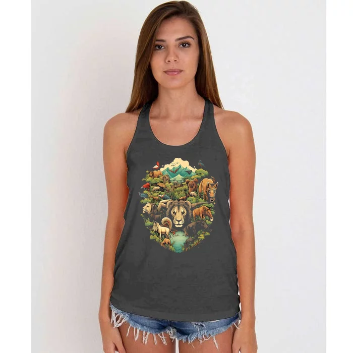 Animal Kingdom Animal Lover Nature Forest Women's Knotted Racerback Tank