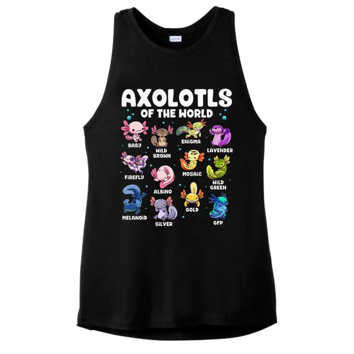 Axolotl Kawaii Axolotls Of The World Axolotl Animals Ladies Tri-Blend Wicking Tank