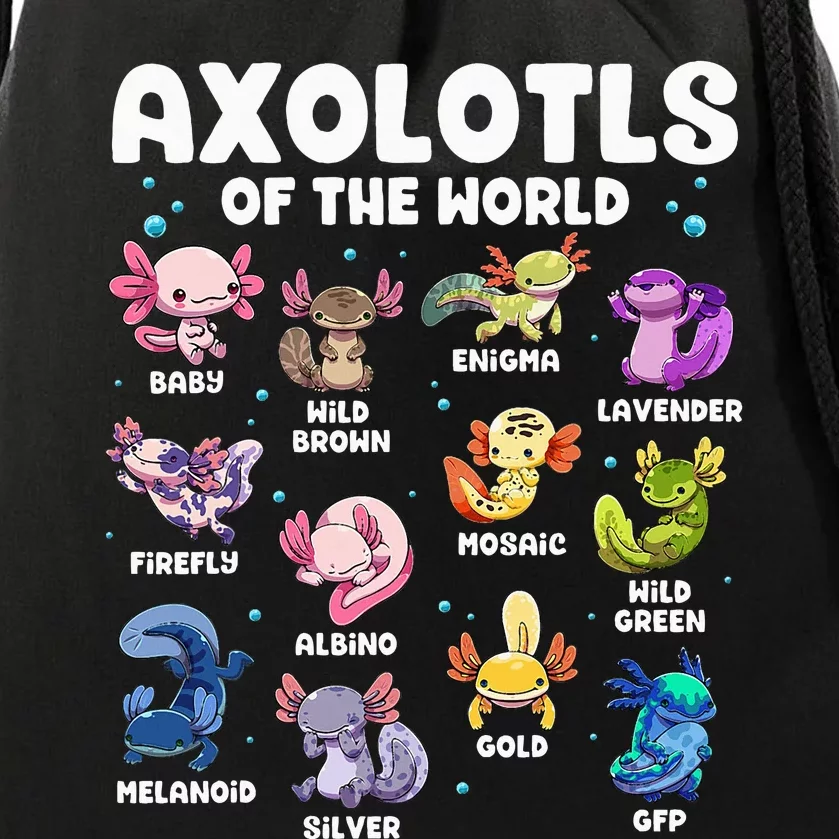 Axolotl Kawaii Axolotls Of The World Axolotl Animals Drawstring Bag