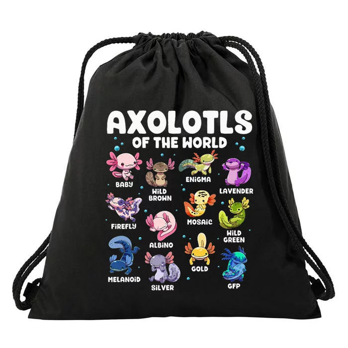 Axolotl Kawaii Axolotls Of The World Axolotl Animals Drawstring Bag