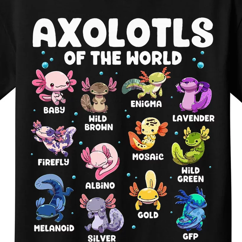 Axolotl Kawaii Axolotls Of The World Axolotl Animals Kids T-Shirt