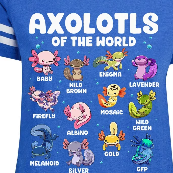 Axolotl Kawaii Axolotls Of The World Axolotl Animals Enza Ladies Jersey Football T-Shirt