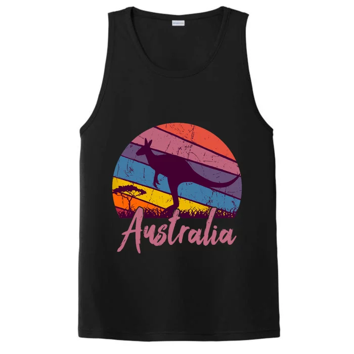 Australia Kangaroo Aussie Australian Souvenir Tourist Retro Performance Tank