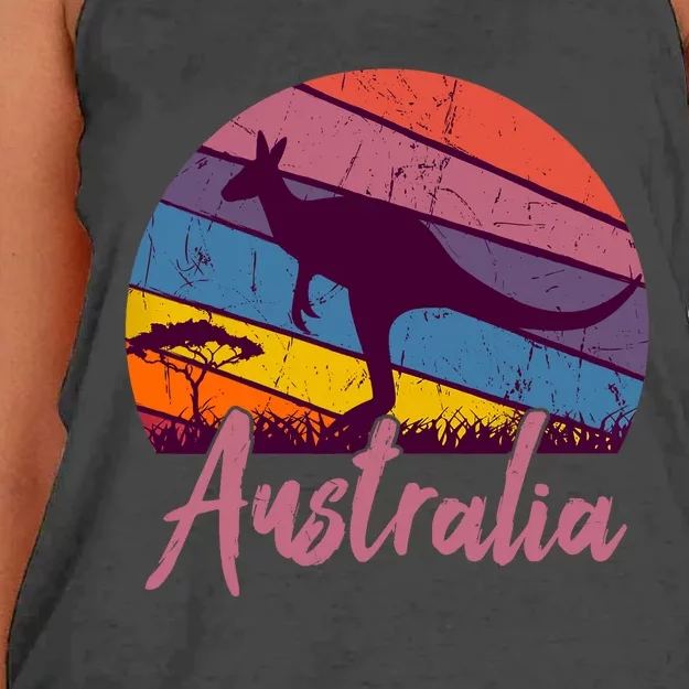 Australia Kangaroo Aussie Australian Souvenir Tourist Retro Women's Knotted Racerback Tank