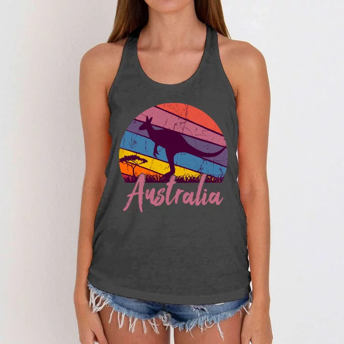 Australia Kangaroo Aussie Australian Souvenir Tourist Retro Women's Knotted Racerback Tank