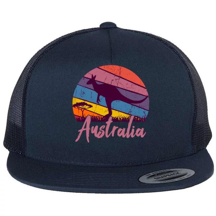 Australia Kangaroo Aussie Australian Souvenir Tourist Retro Flat Bill Trucker Hat