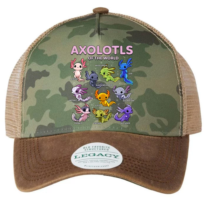 Axolotl Kawaii Axolotls Of The World Axolotl Animals Legacy Tie Dye Trucker Hat